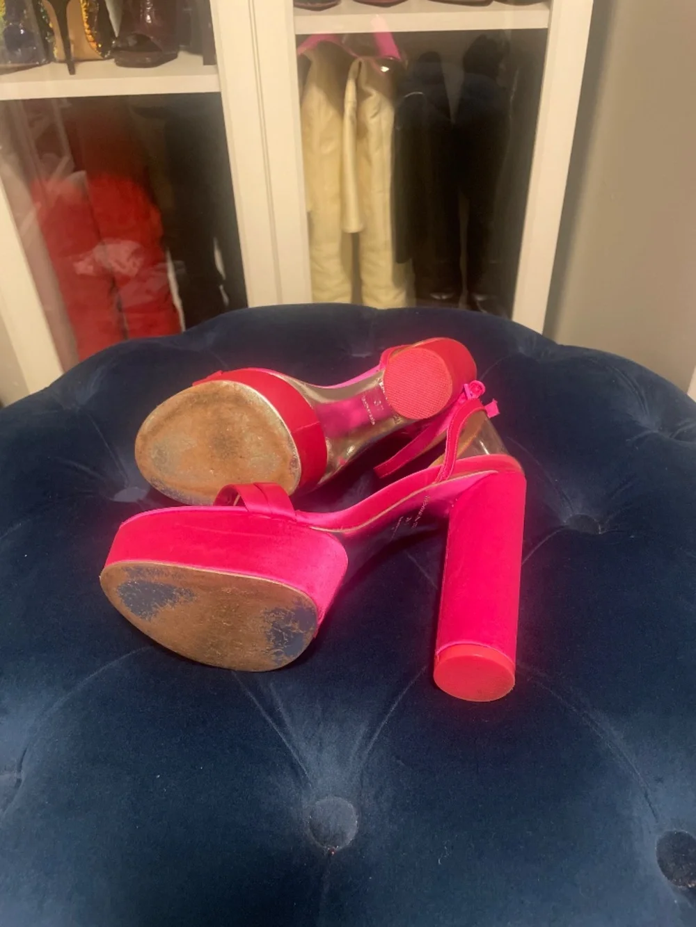 JESSICA RICH PINK SATIN PLATFORM Sandals 37, US SZ 7
